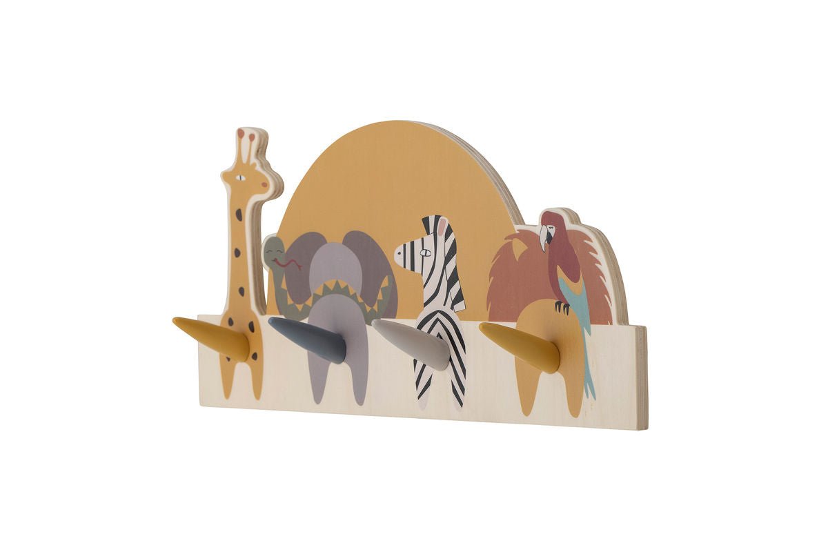 Luxusbetten24 Marlin Wandgarderobe mit Tiermotiven, 4 Haken, Bunt