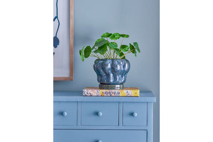 Luxusbetten24 Aurelia Blumentopf mit Unterteller – Steingut mit glänzender Glasur