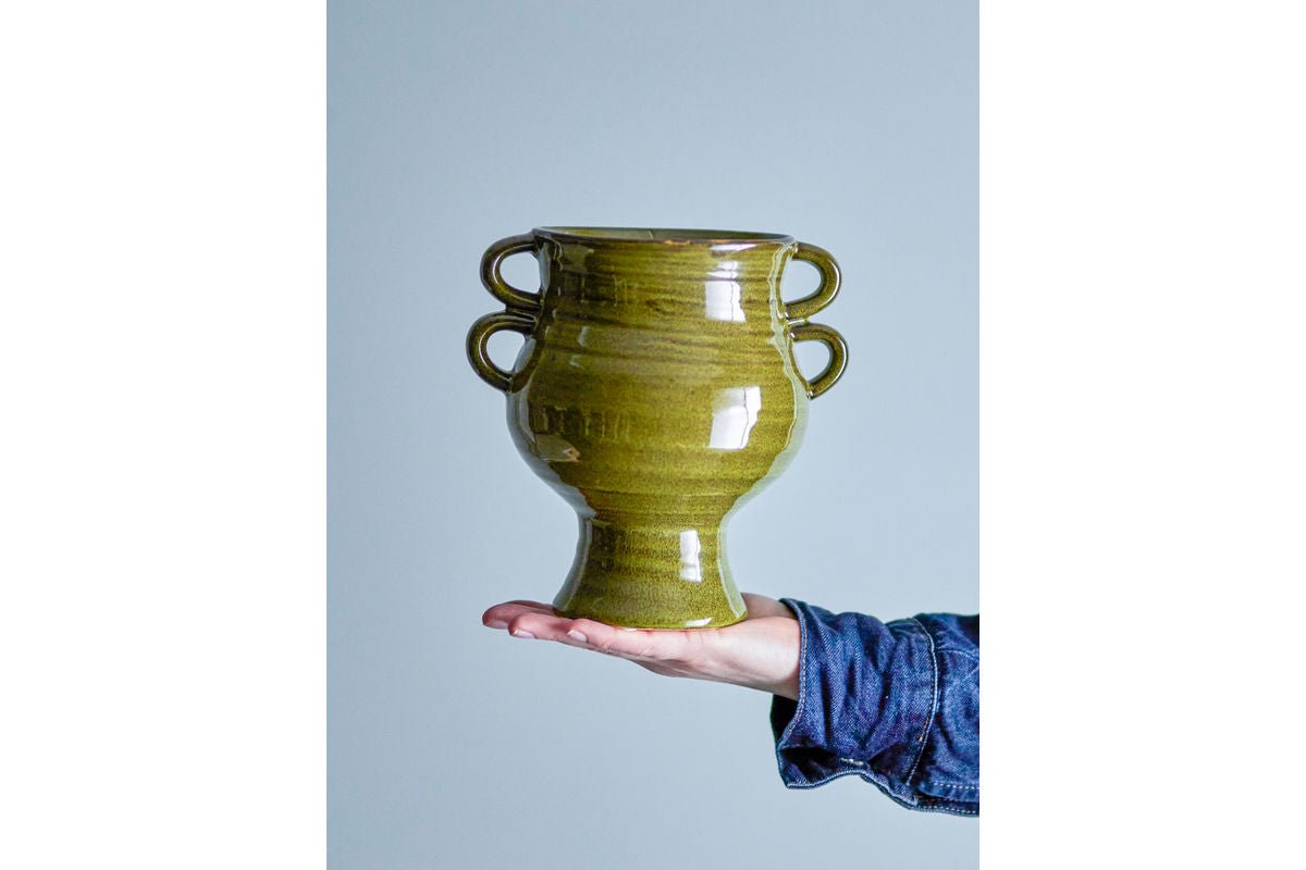 Blumentopf „Selari“ – Grünes Steingut