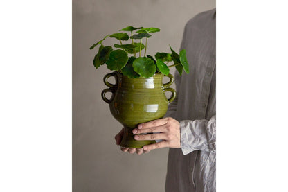 Blumentopf „Selari“ – Grünes Steingut