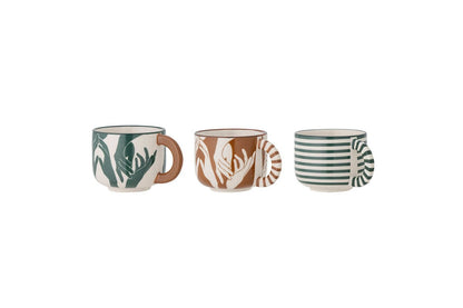 Lunor Tassen-Set aus Steingut – 3er Mint‑Braun Kaffeegeschirr Design