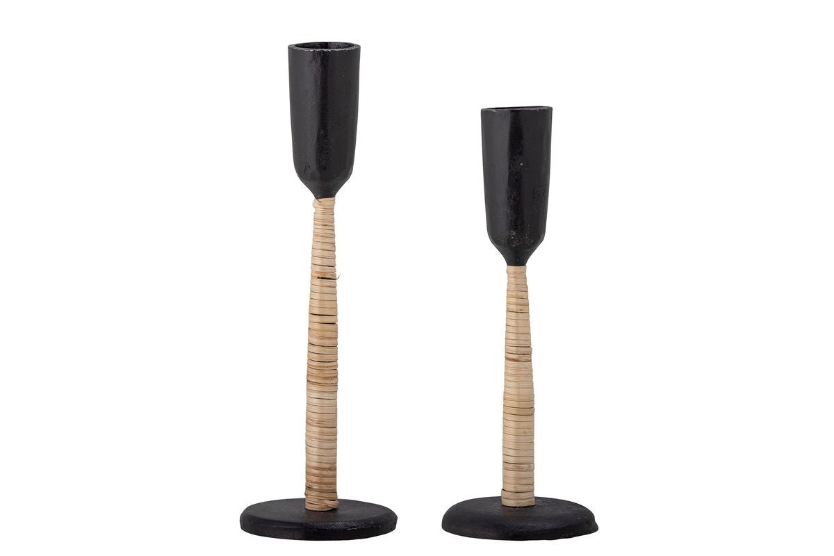 Kerzenhalter-Set Jamelia Handgehämmertes Metall Schwarz 2er-Set Elegantes Design