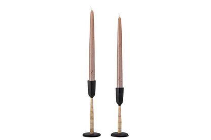 Kerzenhalter-Set Jamelia Handgehämmertes Metall Schwarz 2er-Set Elegantes Design