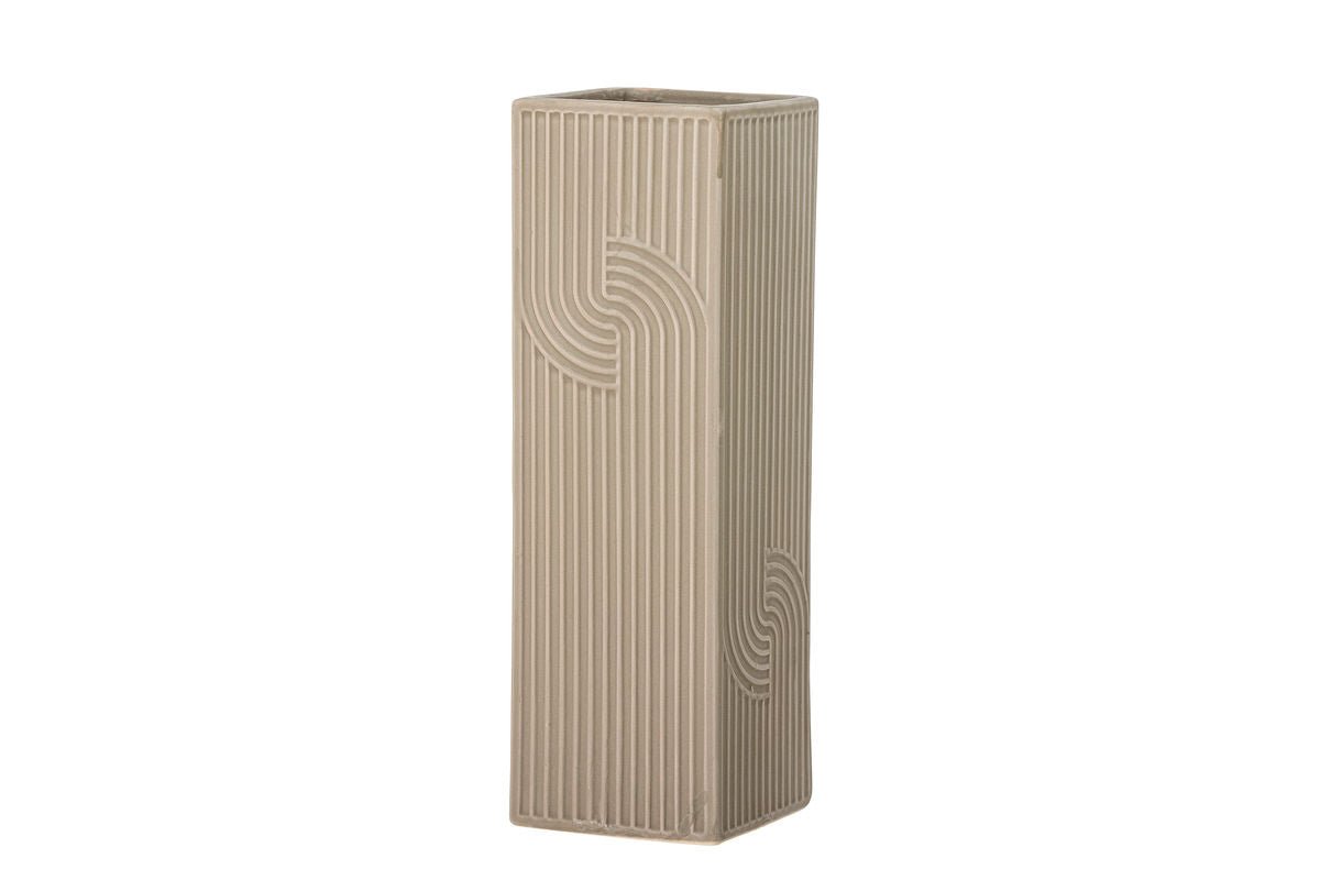 Luxusbetten24 Orlina Handgefertigte Braune Steingut Vase Wohnzimmer Dekor