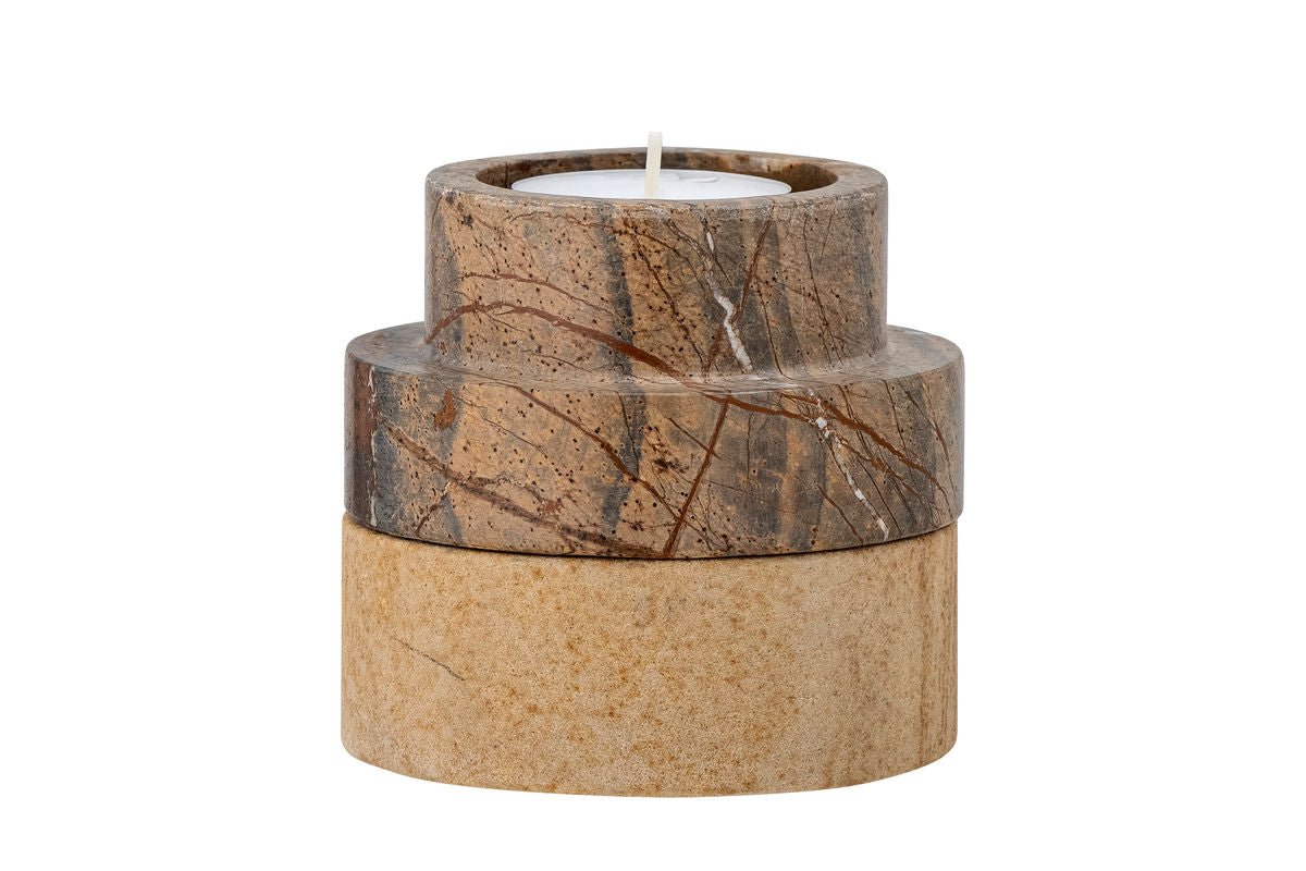 Luxusbetten24 Birki Kerzen- und Teelichthalter Braun Sandstein
