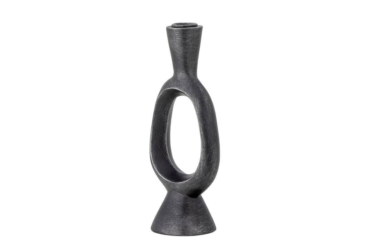 Kerzenhalter Noah – schwarzes Polyresin mit roher Metalloptik