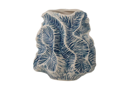 Luxusbetten24 Calira Vase Blaues Steingut Handgefertigt Elegant für Wohnzimmer