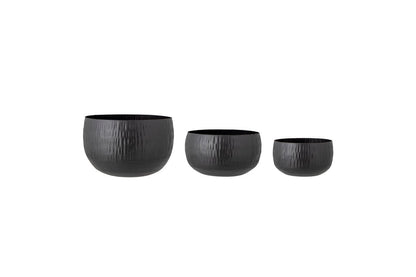 Blumentopf-Set Onyx – Glänzendes Metalldesign Schwarz (3er‑Set)