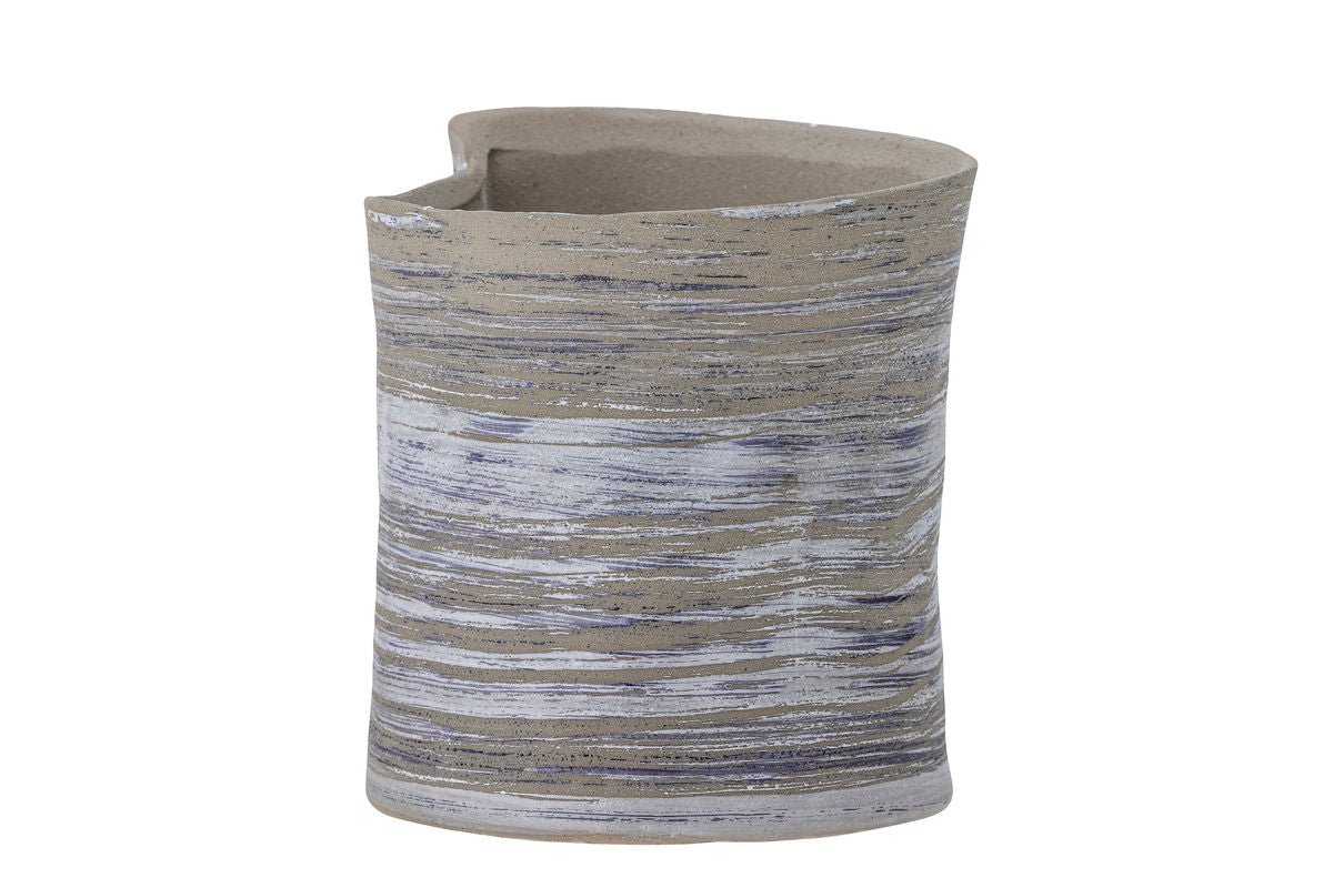 Shepper Blumentopf aus Grauem Steingut, Farbe Grau für Innenbereich