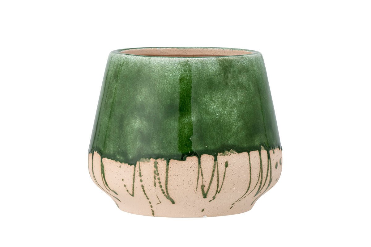 Luxusbetten24 Avino Blumentopf Reaktive Crackle-Glasur Grün