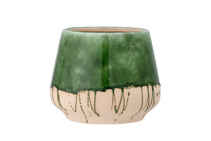 Luxusbetten24 Avino Blumentopf Reaktive Crackle-Glasur Grün