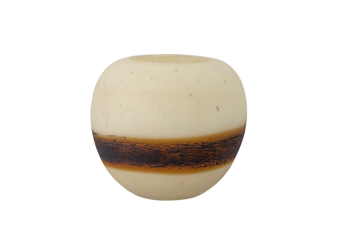 Luxusbetten24 Stonto Teelichthalter Glas Sandgestrahlter Oberfläche Naturton