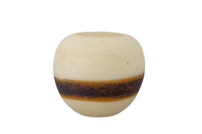 Luxusbetten24 Stonto Teelichthalter Glas Sandgestrahlter Oberfläche Naturton