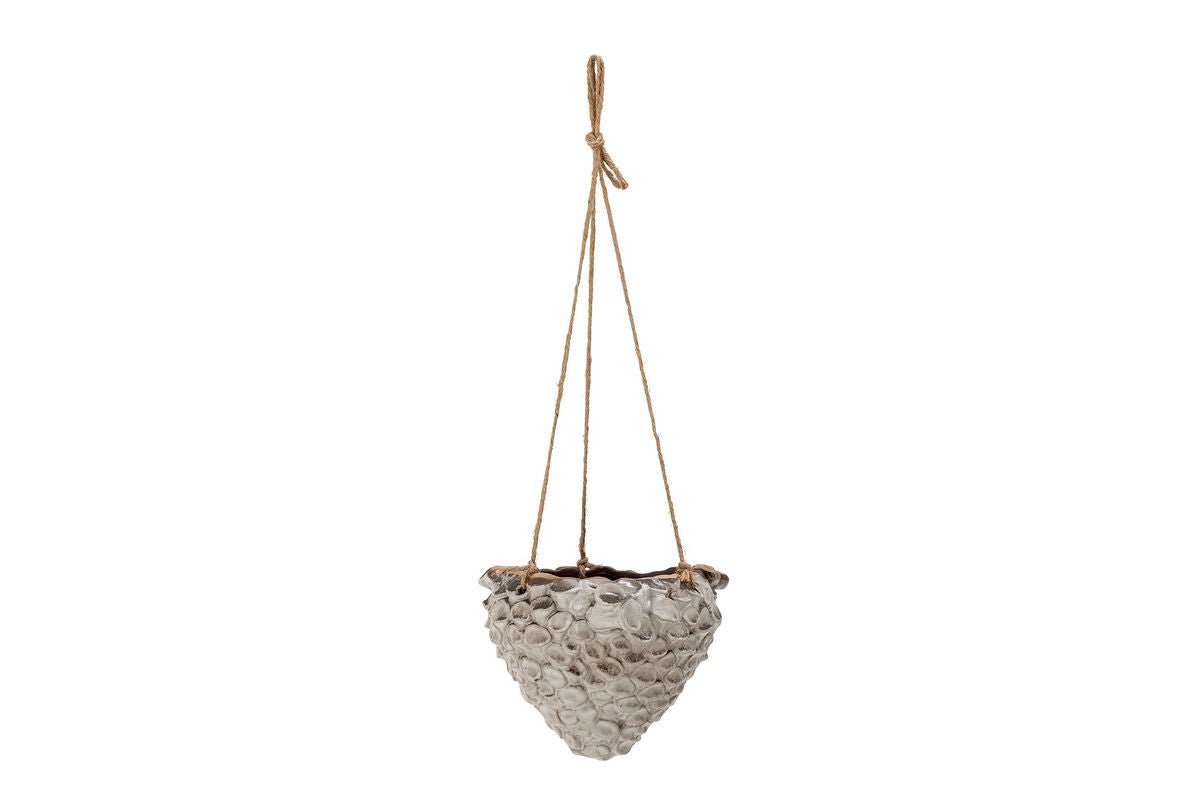 Luxusbetten24 Corallo Hängeblumentopf Steingut Natur Stil