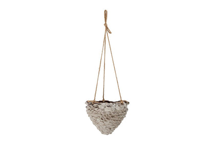 Luxusbetten24 Corallo Hängeblumentopf Steingut Natur Stil