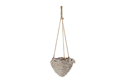 Luxusbetten24 Corallo Hängeblumentopf Steingut Natur Stil