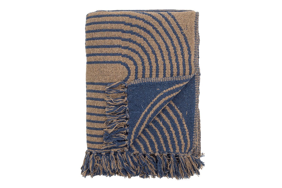 Überwurfdecke Nalu aus recycelter Baumwolle 160x130 Blau