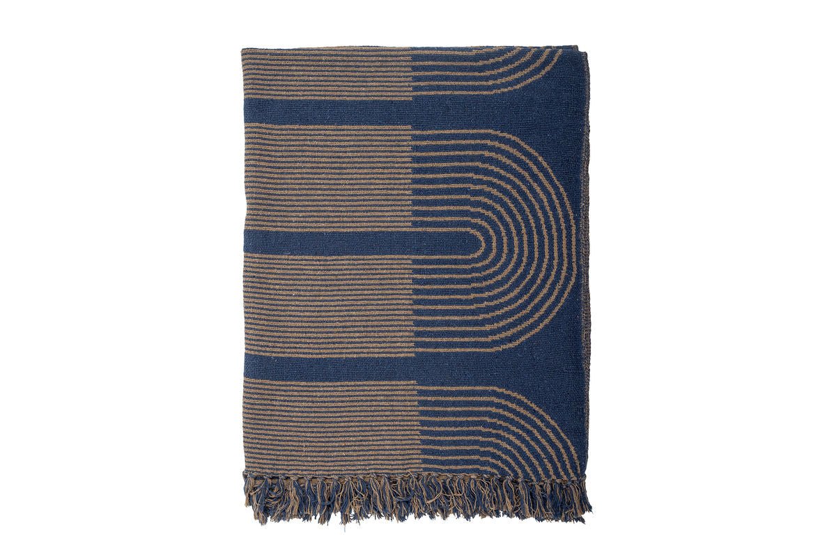 Überwurfdecke Nalu aus recycelter Baumwolle 160x130 Blau