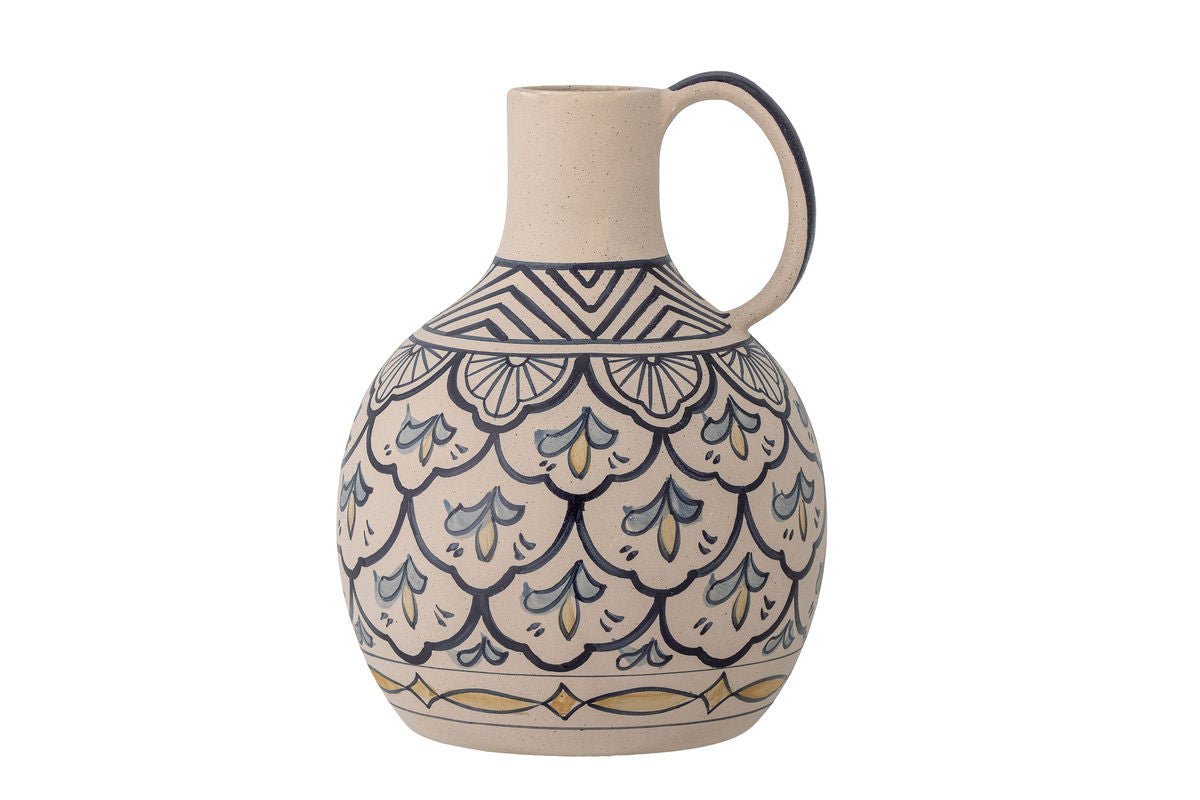Filigrane Blaue Steingut Vase