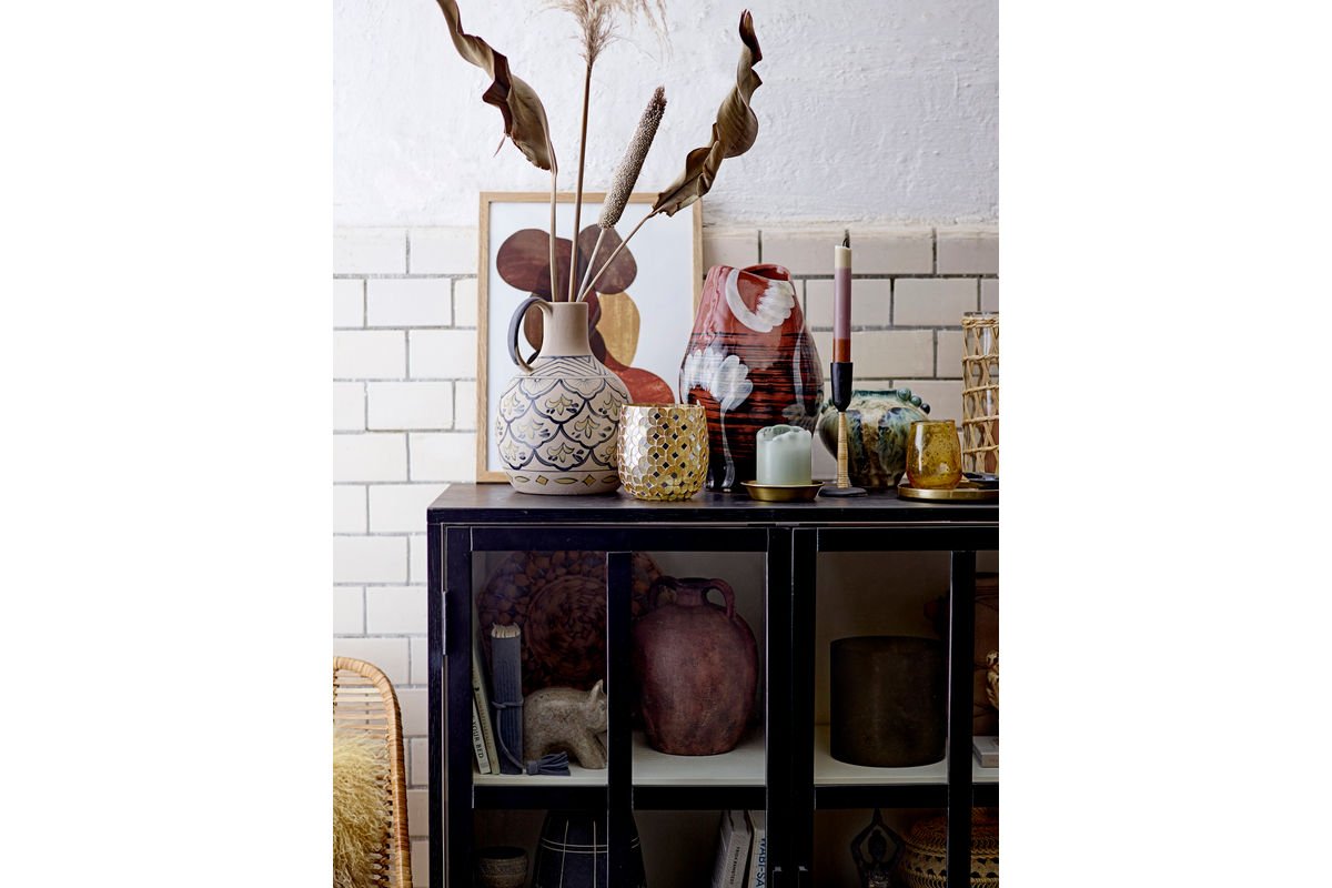 Filigrane Blaue Steingut Vase
