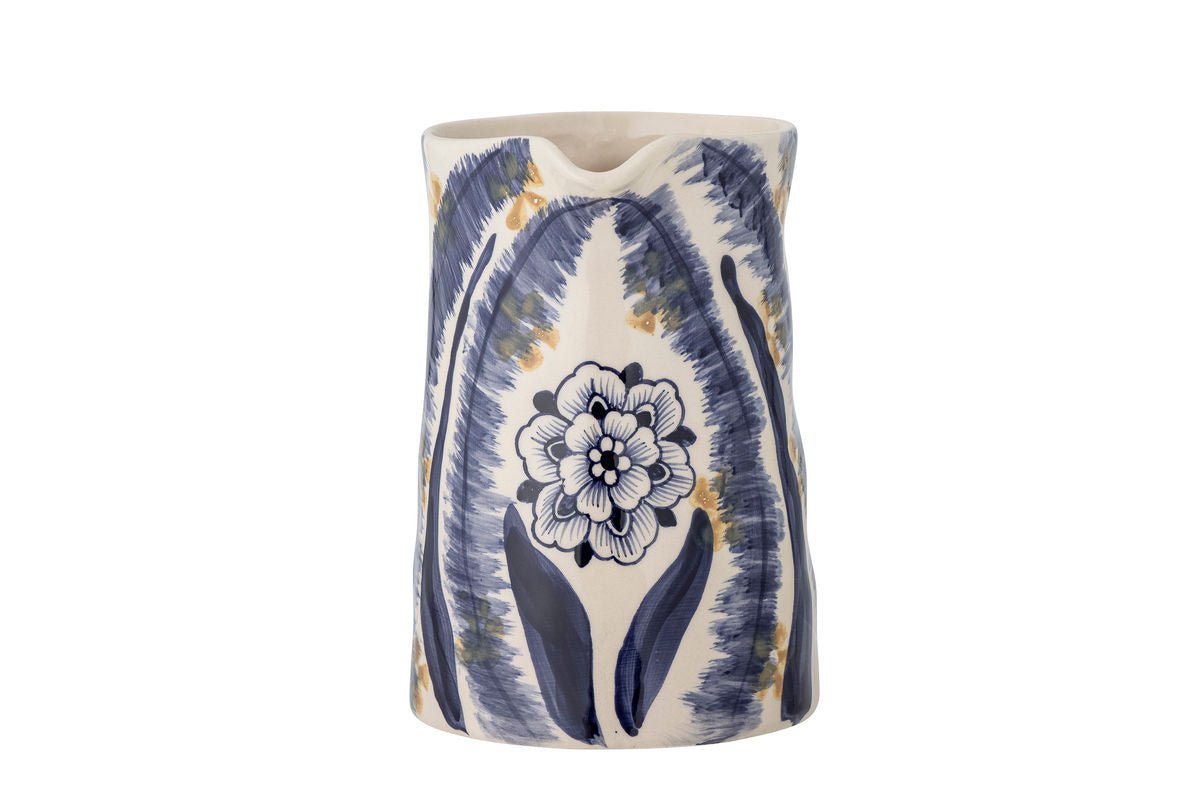 Luxusbetten24 BlueFlower Vase aus Blauem Steingut