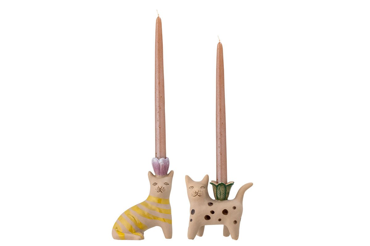 Kerzenhalter Lisa – Handbemaltes Steingut Braun (2er‑Set)