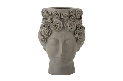 Vase Selin – Graues Steingut – Grau – für Wohnzimmer Dekoration