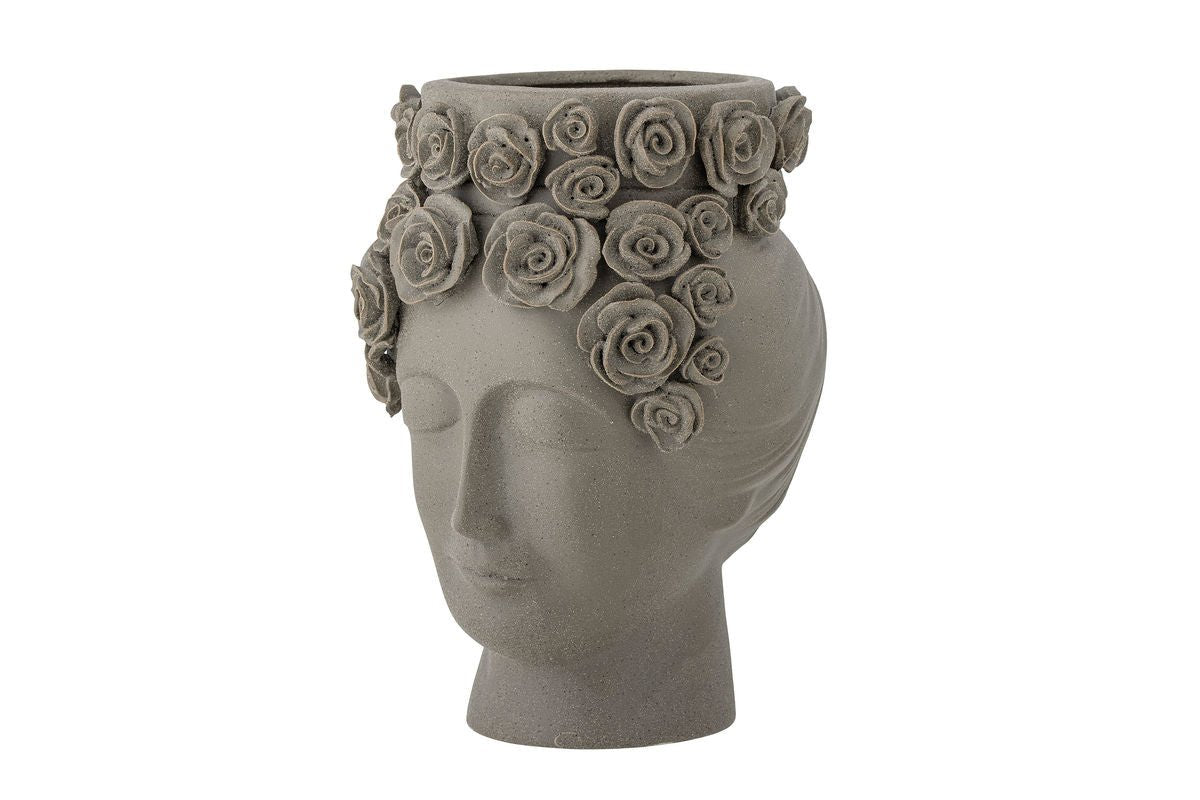 Vase Selin – Graues Steingut – Grau – für Wohnzimmer Dekoration