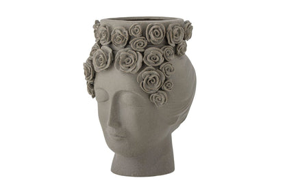 Vase Selin – Graues Steingut – Grau – für Wohnzimmer Dekoration