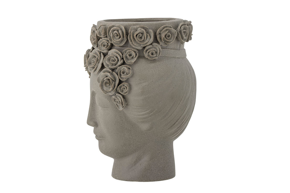 Vase Selin – Graues Steingut – Grau – für Wohnzimmer Dekoration