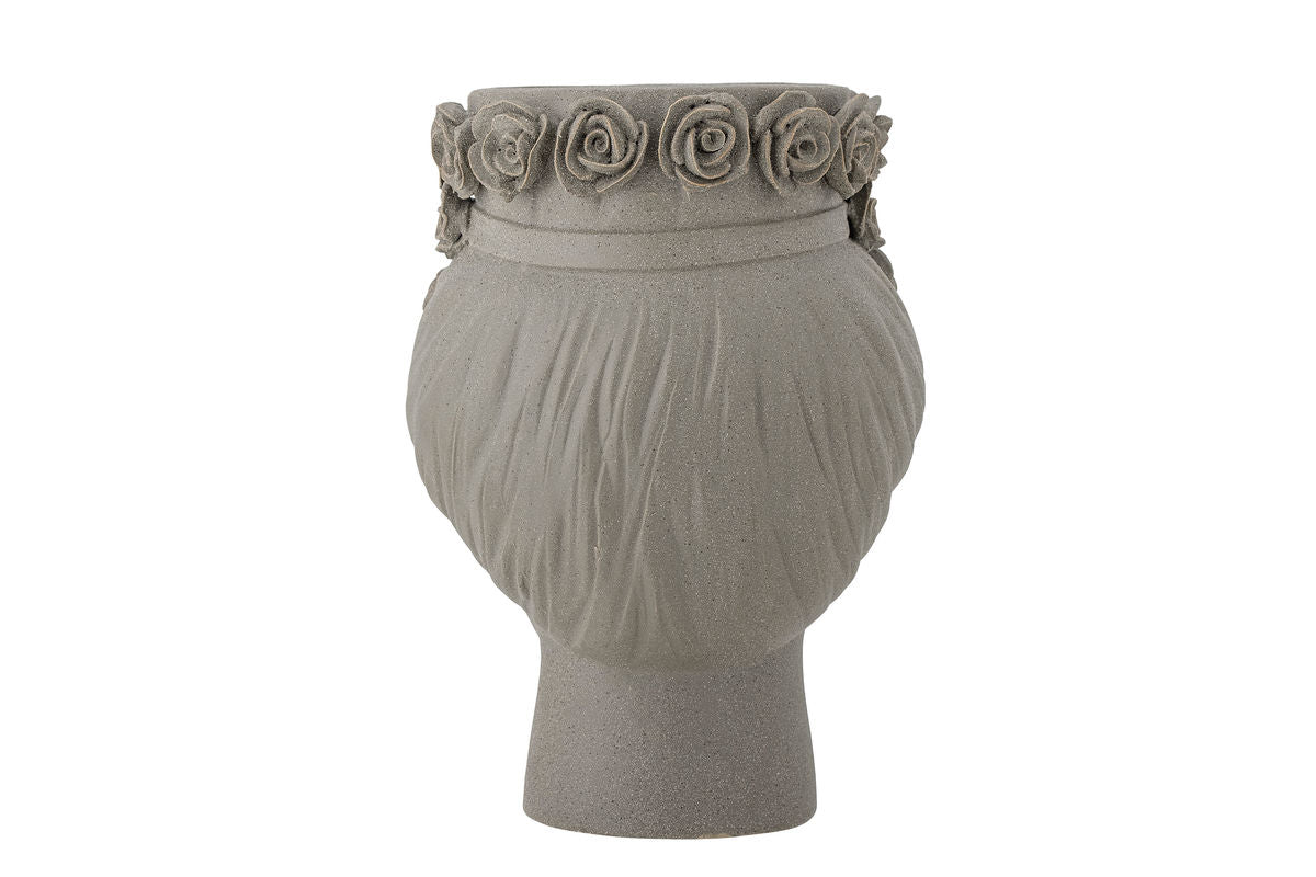 Vase Selin – Graues Steingut – Grau – für Wohnzimmer Dekoration