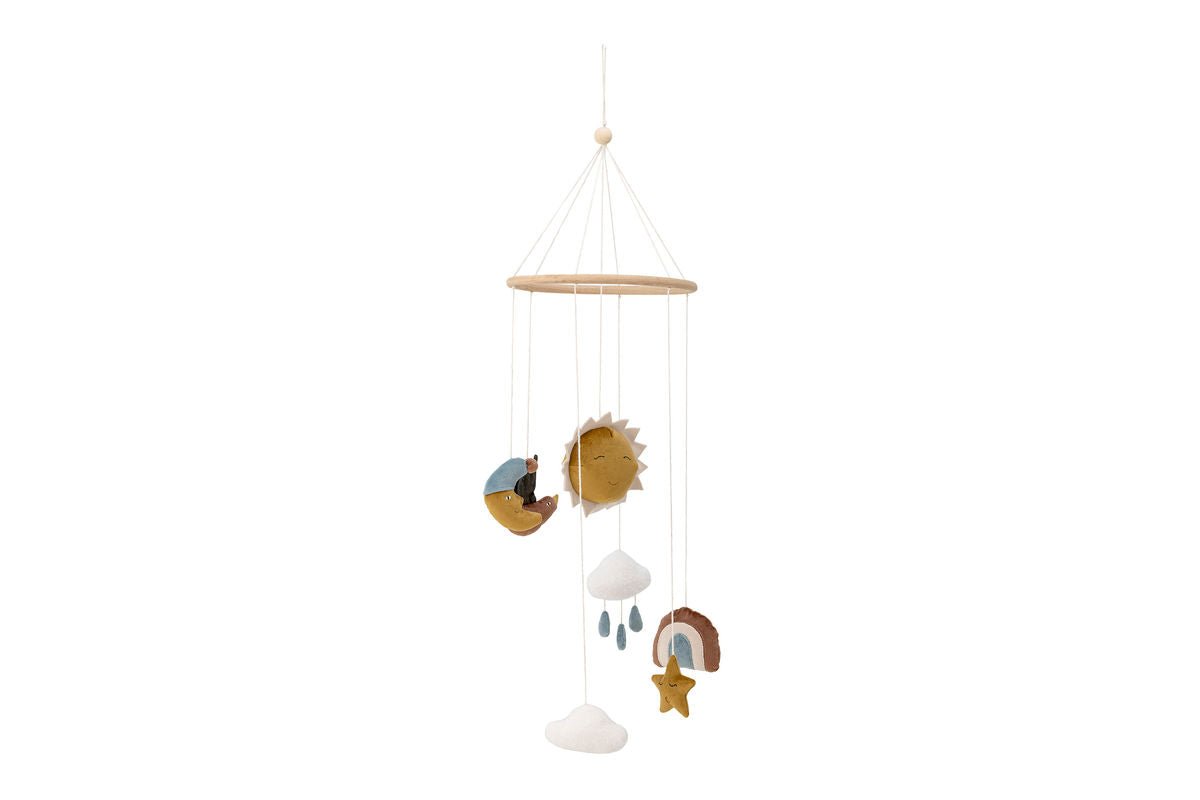 Luxusbetten24 Mobile Luma – Sanftes Baby-Mobile mit Sonne, Mond & Wolken