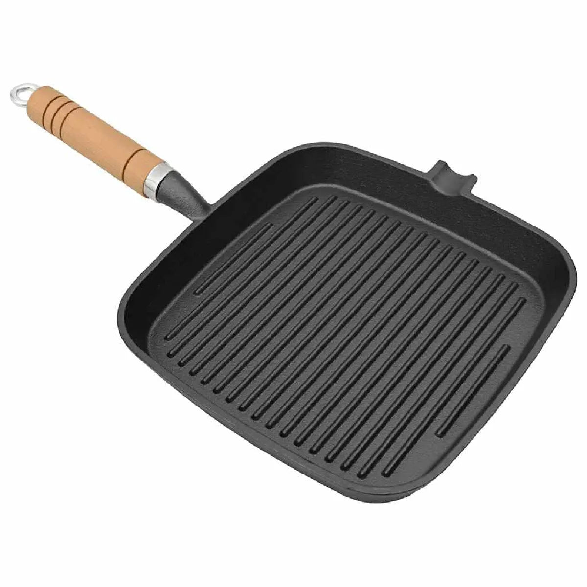 Poêle Grill Fonte Manche Bois VidaXL Noir MKR00000207362