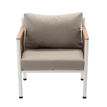 Belora Garten Loungeset – Aluminium Sofa, 2 Sessel & Tisch, Grau