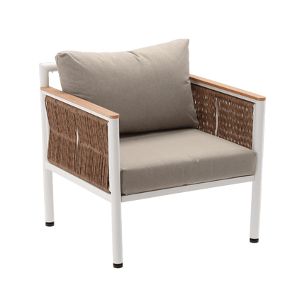 Belora Garten Loungeset – Aluminium Sofa, 2 Sessel & Tisch, Grau