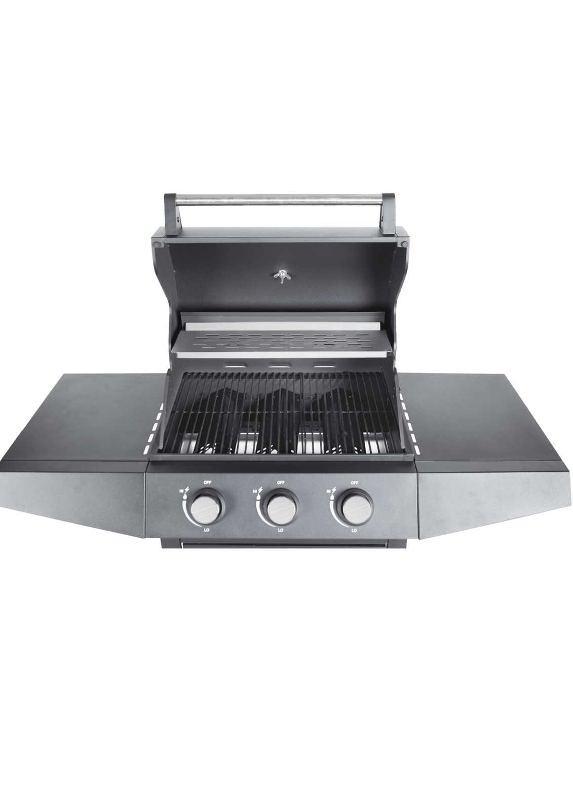 BarbecuePro XL Grillwagen, 3 Brenner, Warmhalterost, Schwarz