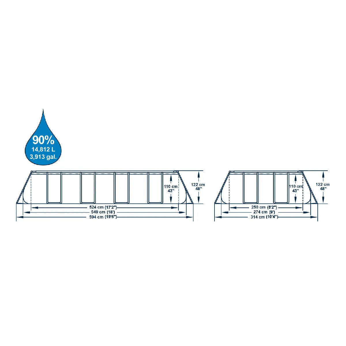 Bestway Power Steel Piscina Rectangular 5.49x2.74x1.22 m