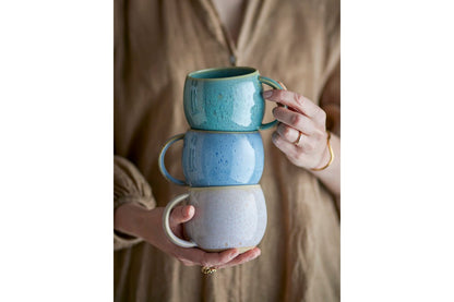 Luxusbetten24 Elvara Becher‑Set Blaues Steingut 3‑teilig