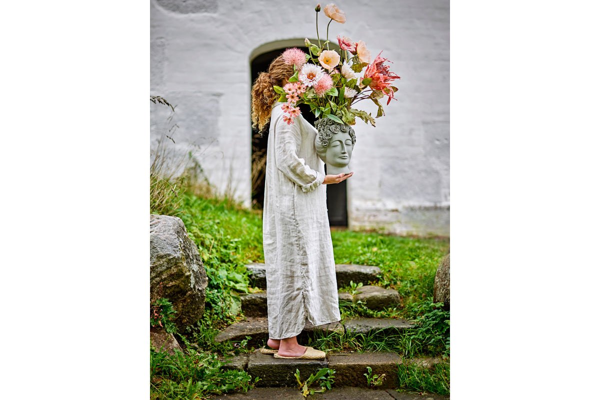 Vase Selin – Graues Steingut – Grau – für Wohnzimmer Dekoration