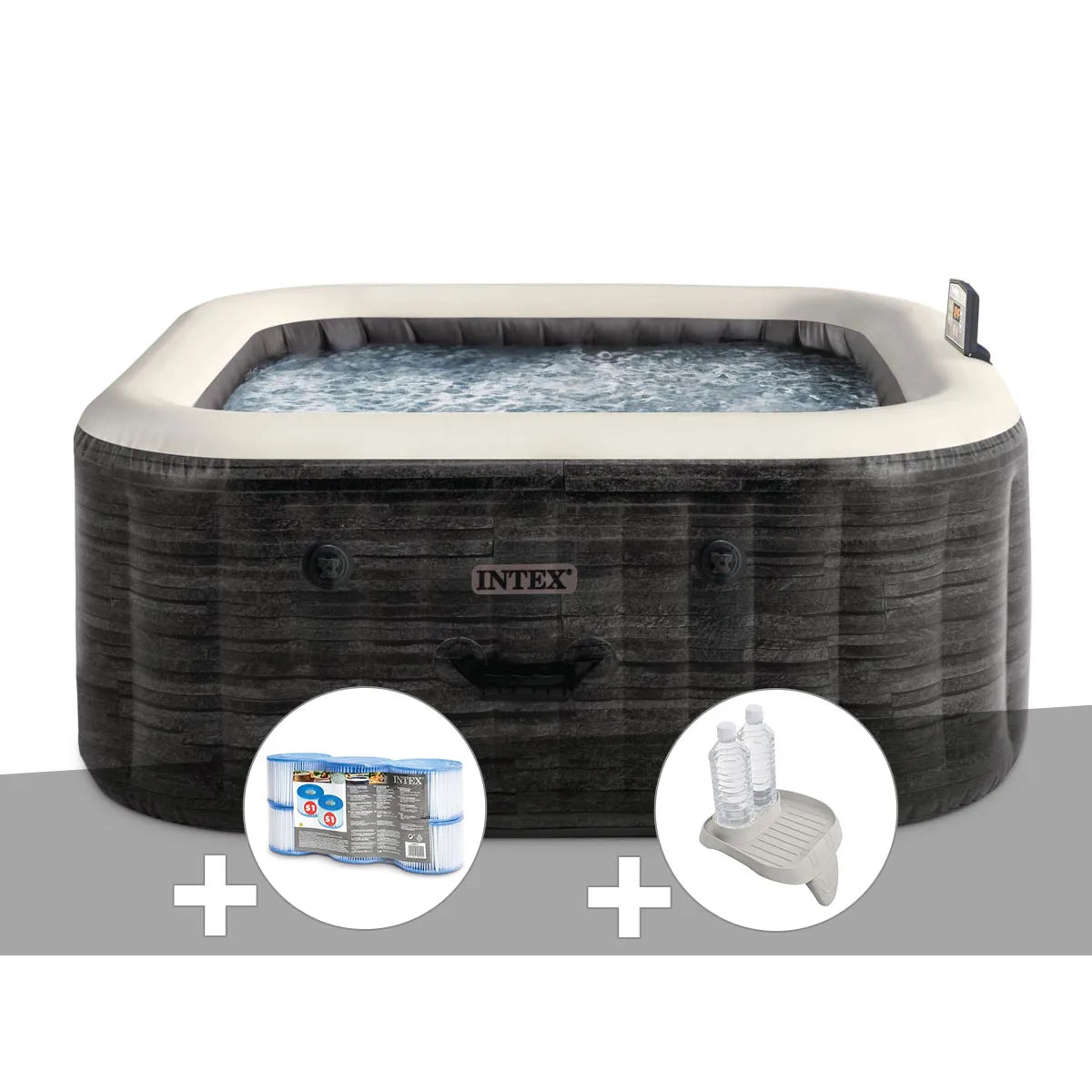 Kit Spa Gonflable Intex PureSpa Ardoise Carré Bulles 4 Places MKR00014316484