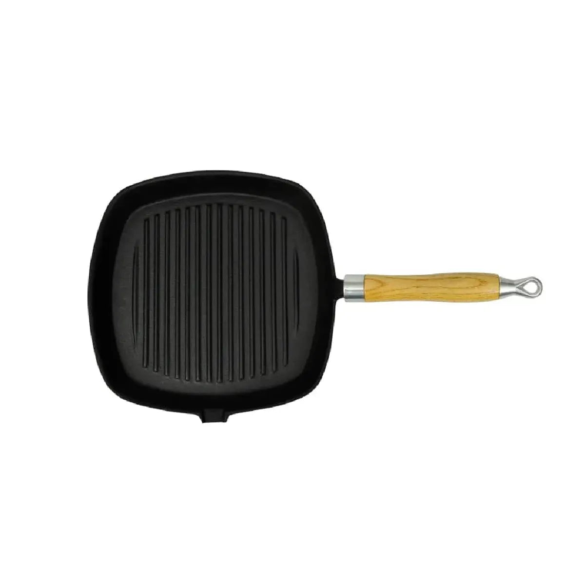 Poêle Grill Fonte Manche Bois VidaXL Noir MKR00000207362