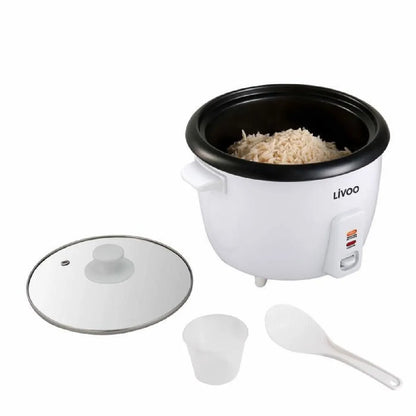 Livoo 1.5L Arrocera Eléctrica Recubrimiento Antiadherente Blanco