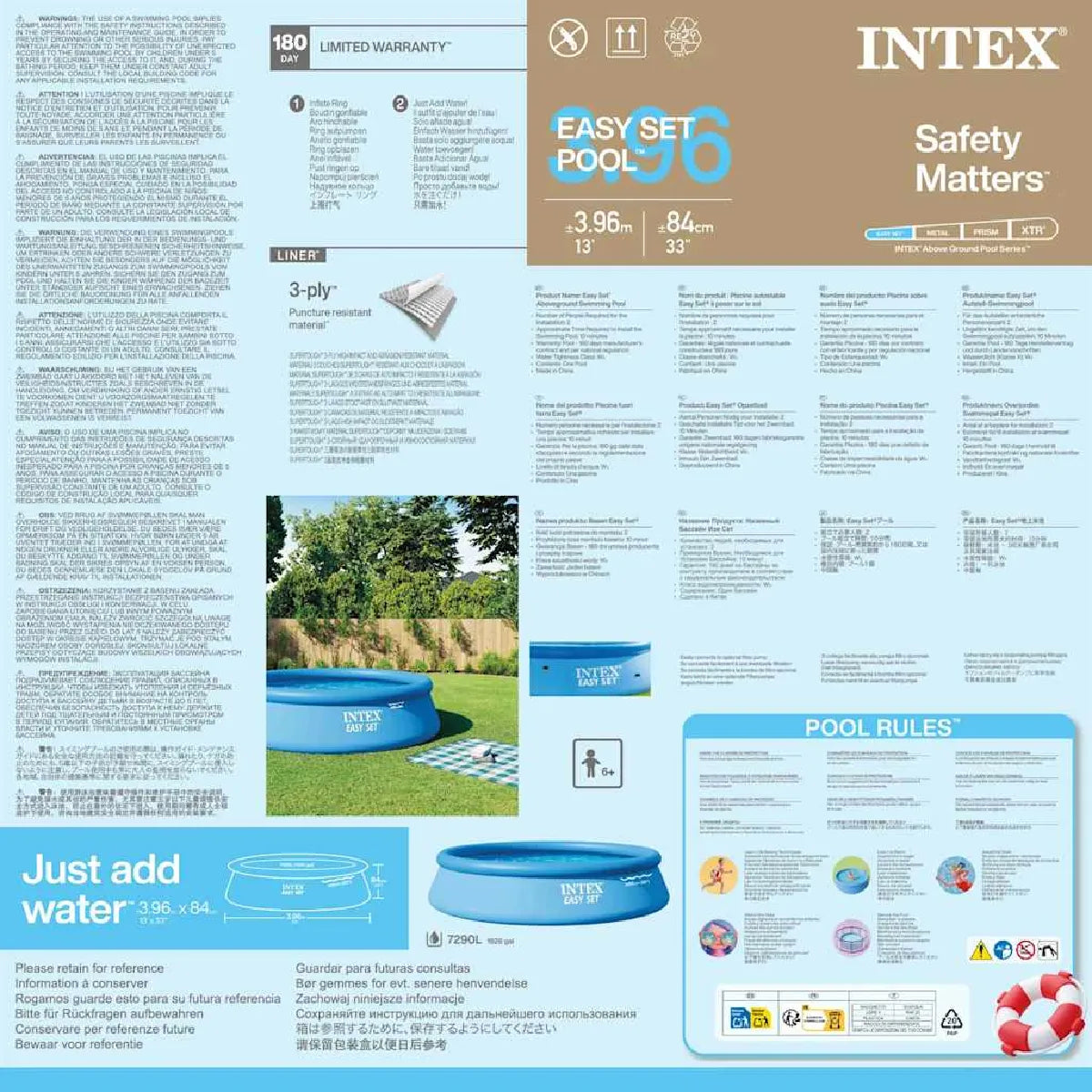 Intex Easy Set 396 x 84 Cm Piscina Redonda Azul