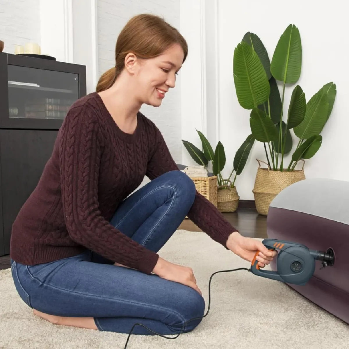Bestway PowerGrip Bomba de Aire Eléctrica Rápida Negro Naranja