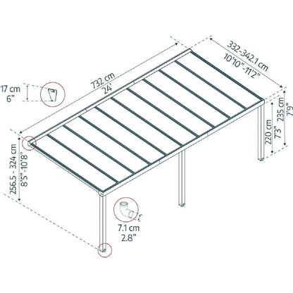 Canopia By Palram Stockholm Pergola Adosada Gris Anthracite