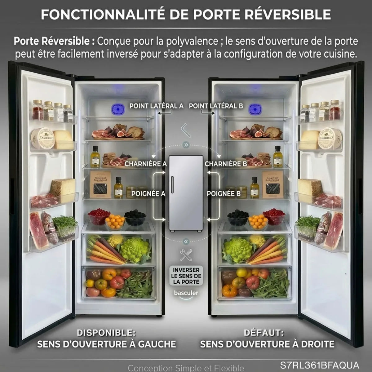 7 SEVENSTARS S7RL361BFAQUA Refrigerador No Frost 373 litros Negro