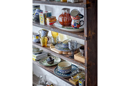 Luxusbetten24 Naro Becher-Set Blumenmotiv Steingut 2‑teilig Bunter Stil