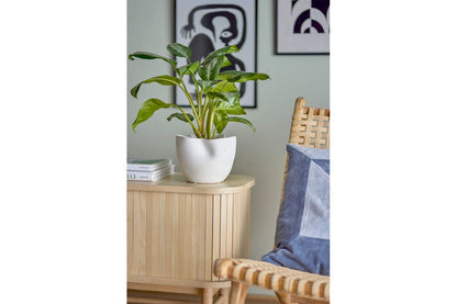 Luxusbetten24 Ivalo Blumentopf Modernes Steingutdesign Weiß Dekorativ Wohnzimmer