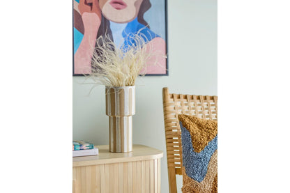 Vase Nerava Naturfarbenes Steingut Handgefertigt Beige Dekorativ Wohnzimmer