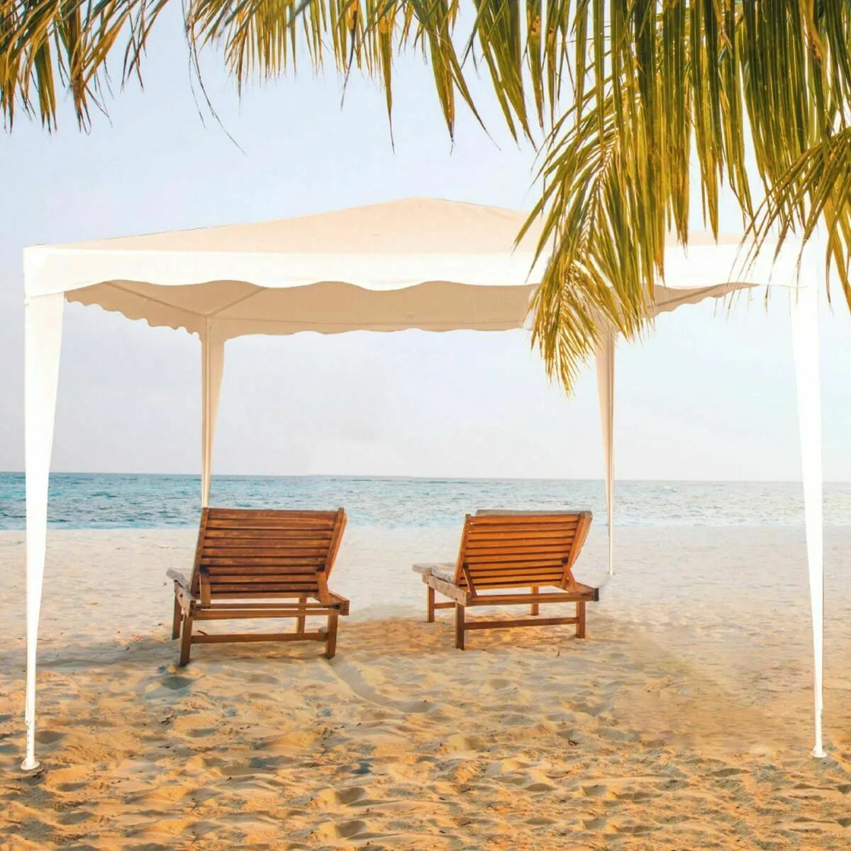 Aktive Pergola Carpa Crema 3x3 M Estructura Acero Tela Retráctil